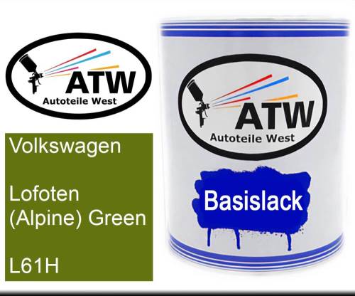 Volkswagen, Lofoten (Alpine) Green, L61H: 1L Lackdose, von ATW Autoteile West.